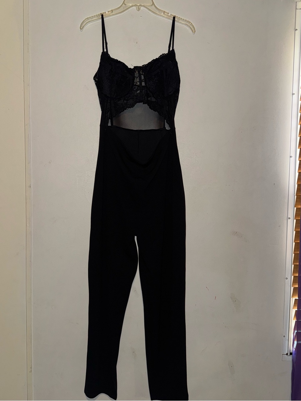 J for Justify Black Lace Chemise-Inspired Jumpsuit